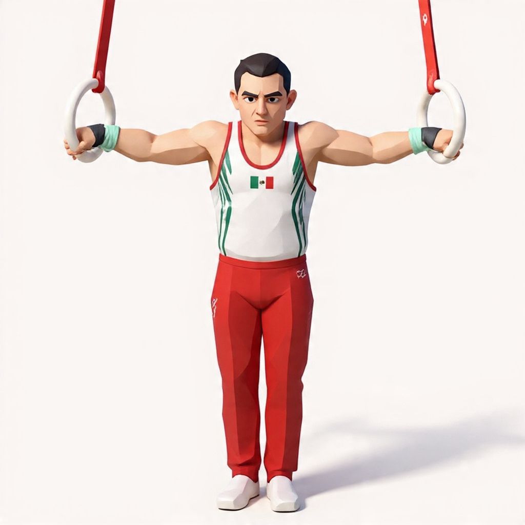 Gimnasta en anillos 3D